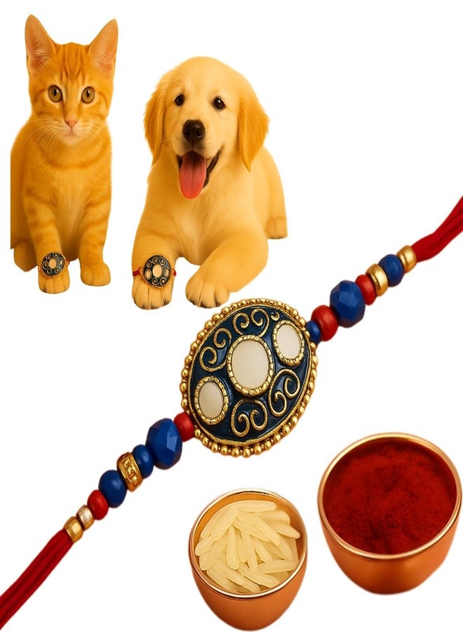 سايج سكوير راخي مربع الشكل على شكل مخلب من المريمية للحيوانات الأليفة | خيط راتنجي على شكل عين الحسد للكلاب والقطط | احتفل بحب الحيوانات الأليفة في عيد راكشا باندهان | هدية فريدة لمحبي الحيوانات (التصميم 5) - Image 1